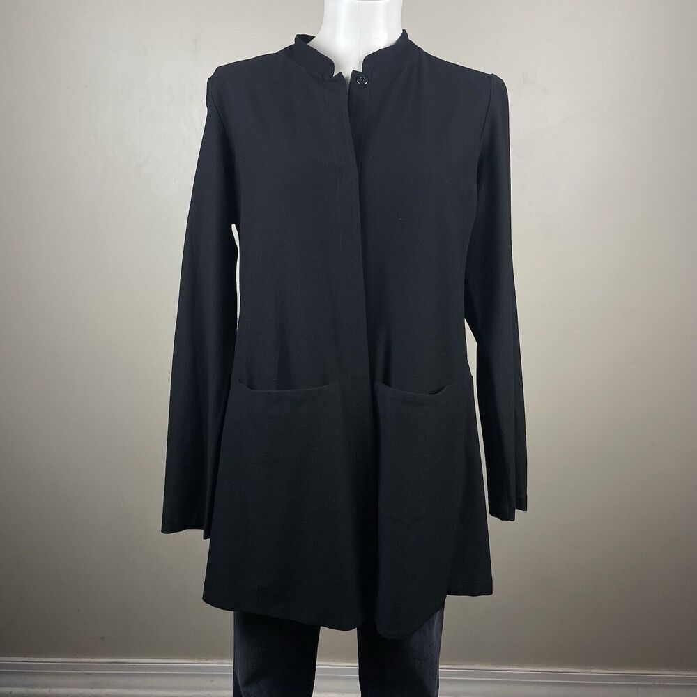 Eileen Fisher Size S Black  Minimalist Classic  Viscose Blend Blazer Jacket